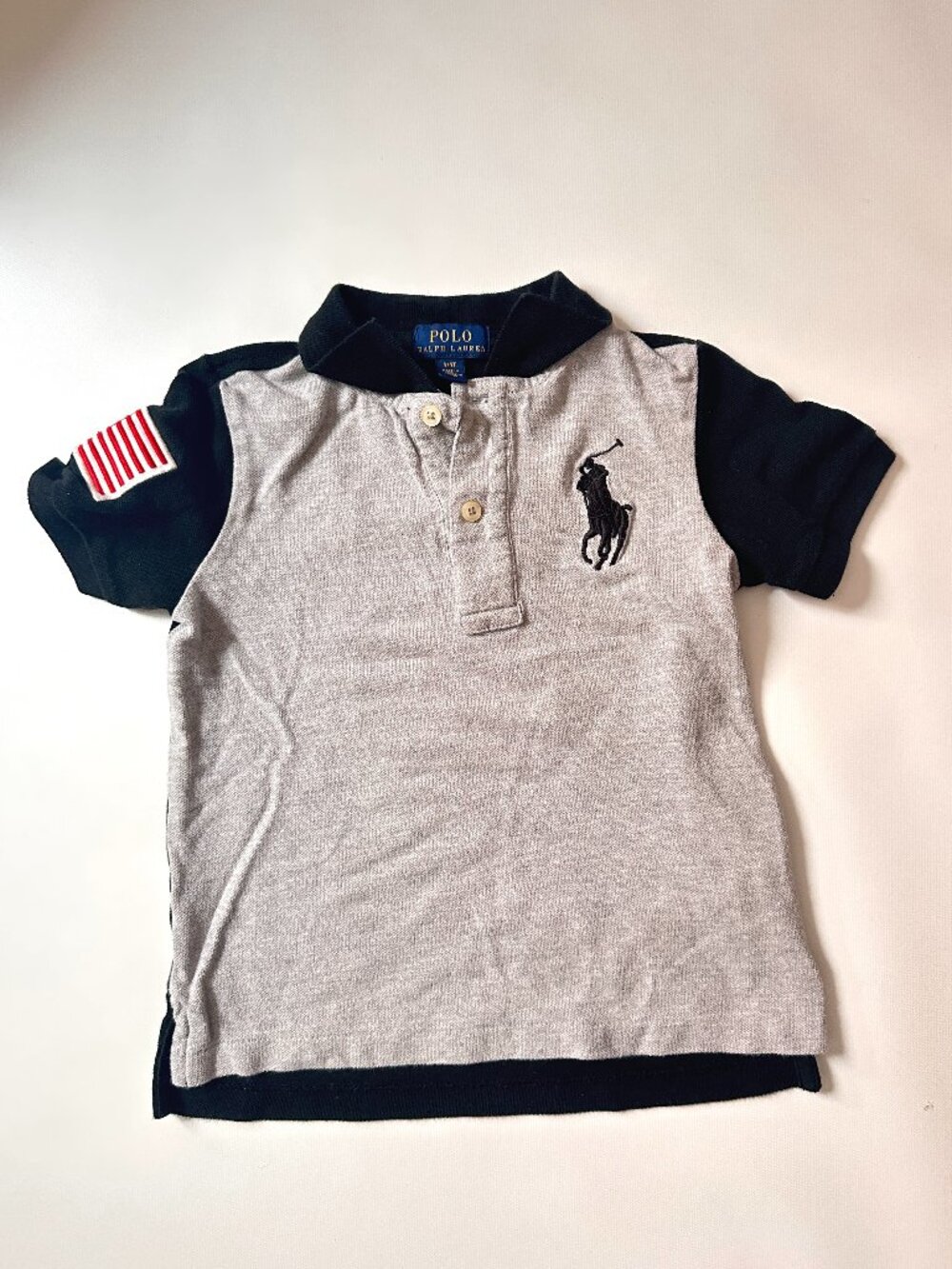 4T Polo Ralph Lauren Big Pony  Polo Shirt Grey & Black